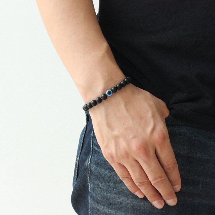 Blue Eye Bracelet Couple Obsidian Greek Devil's Eye Beads