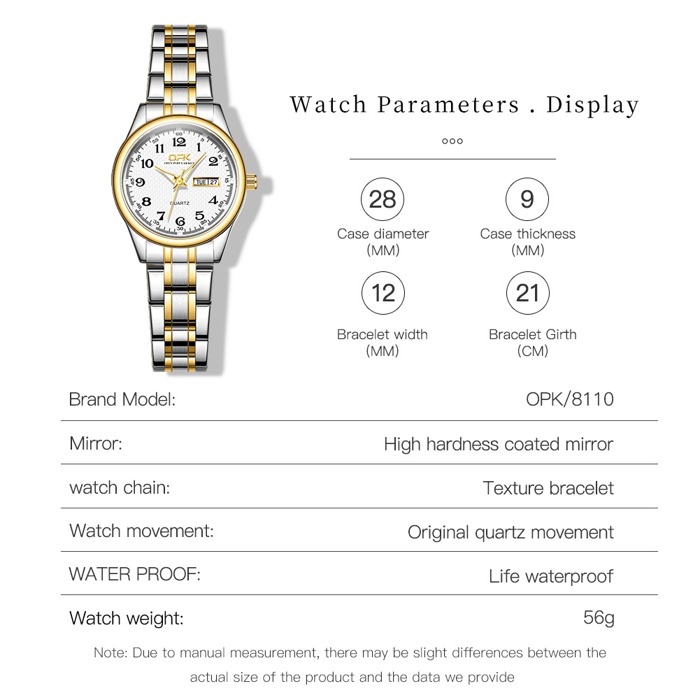 OPK Jam Tangan Wanita Original Anti Tahan Air Luminous Stainless Steel Women Watch Luxury Fashion