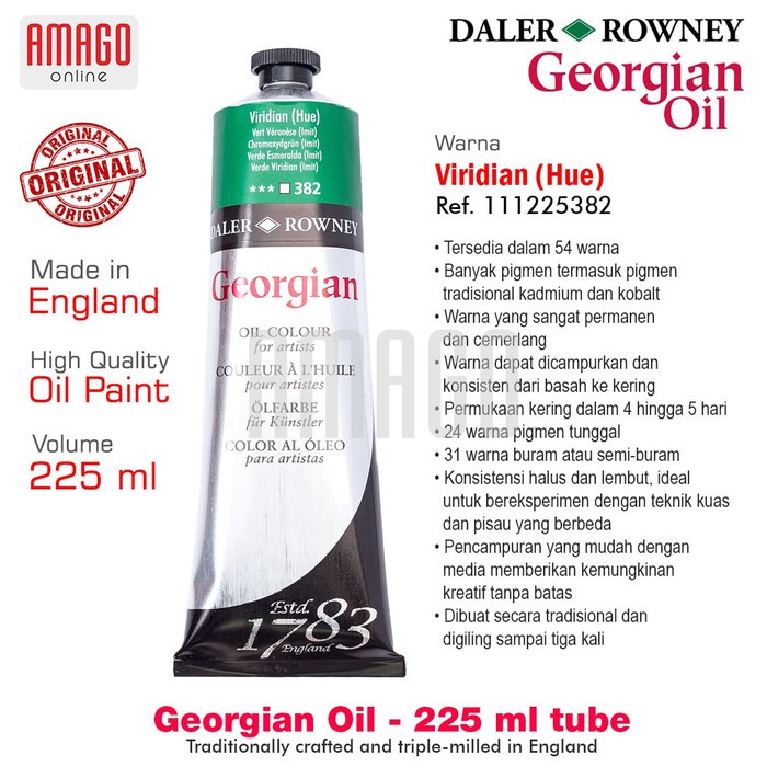 DALER-ROWNEY - GEORGIAN OIL PAINT 225 ml - VIRIDIAN HUE - 111225382