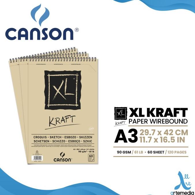 

(BISA COD) Canson XL Pad A3 Kraft Paper 90gsm 60 sheets DISKON Kode 867
