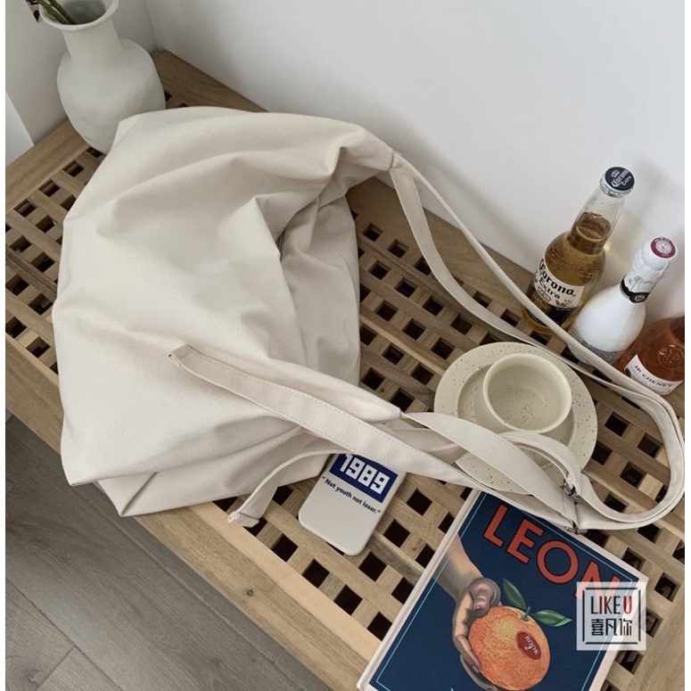 PEAKY Slingbag Tas Selempang Bahu Kanvas Wanita Pria Remaja Polos Vintage Sekolah Bag kuliah Korean Style Aesthetic Chikoisme (RSL)