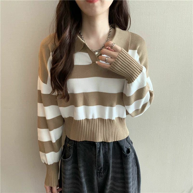 Sweater Rajut Wanita Valencia Blaster Crop Korea Murah