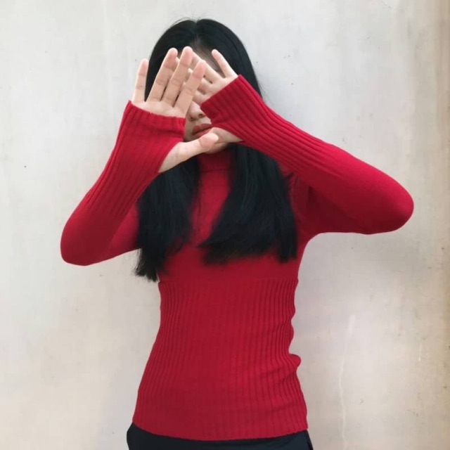 Candice Sweater / Basic Sweater / Sweater Rajut Wanita / Turtleneck Roundhand Sweater