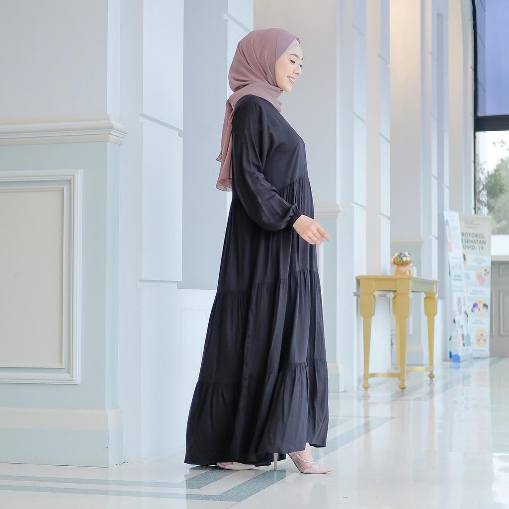 JUMBO - JESICA DRESS - GAMIS WANITA TERBARU - BAHAN RAYON POLOS - LD 125 - MURAH - COD-Black