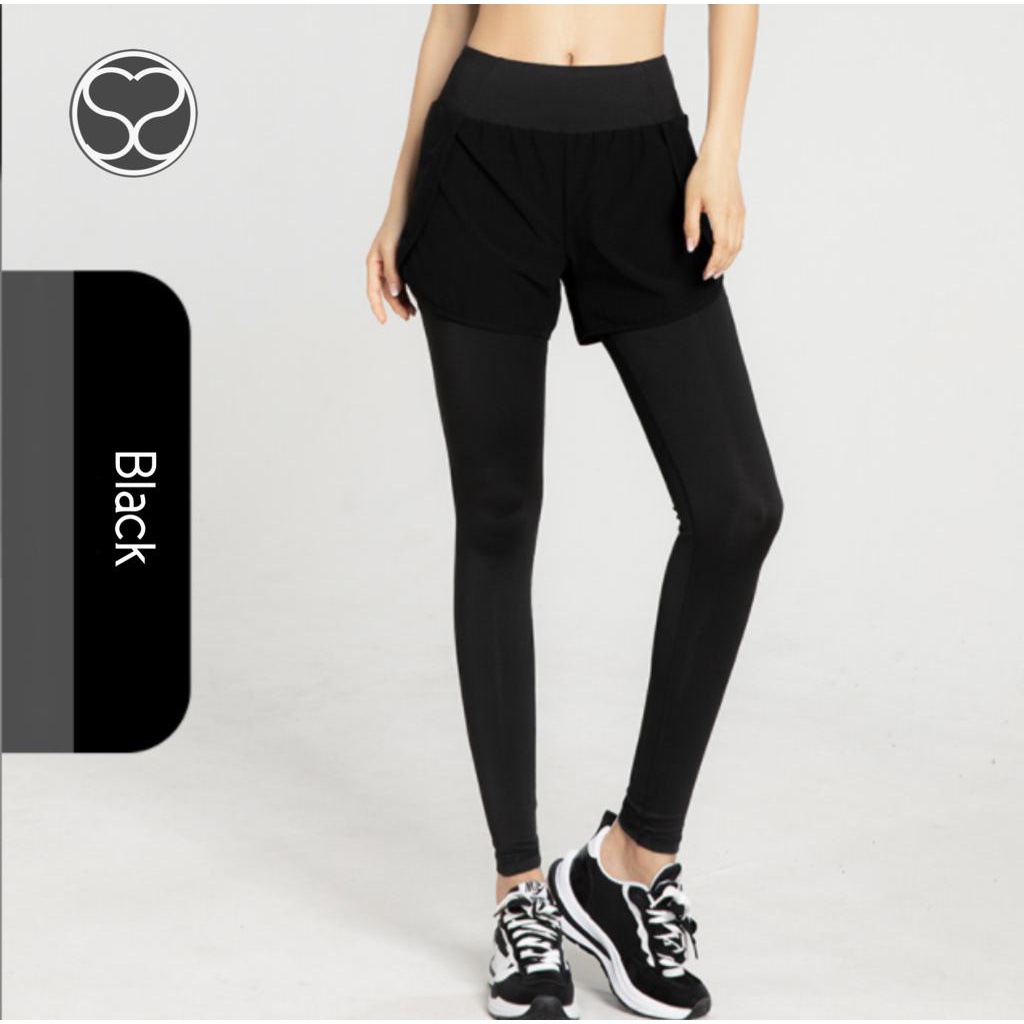 SecondShape - Megan 2in1 Celana Pendek &amp; Legging Olahraga Wanita Sport