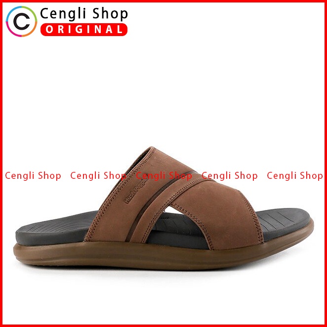 SANDAL SLIDE KULIT HUSH PUPPIES PRIA ORIGINAL BRANDED ASLI COKLAT HM24