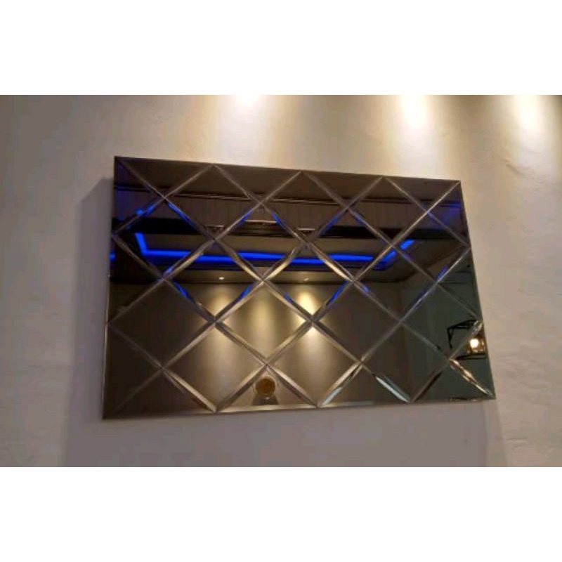 kaca cermin bevel bronze brown hiasan dinding warna bronze 5mm