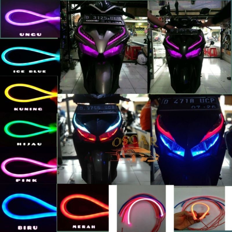 LAMPU ALIS MOTOR DAN MOBIL NEON FLEX DRL ALIS FLEXSIBLE NEON 15CM 20CM 30CM 45CM 60CM LAMPU ALIS NMAX VARIO PCX BEAT MIO LEXI AEROX JUPITER DLL