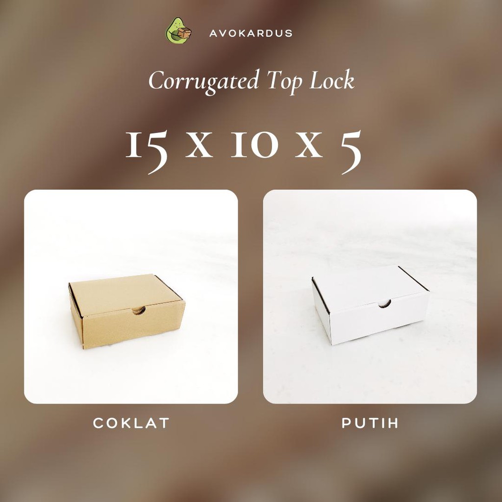 

Kardus Corrugated Die Cut 15x10x5 Top Lock Kotak Dus Kraft Coklat Putih