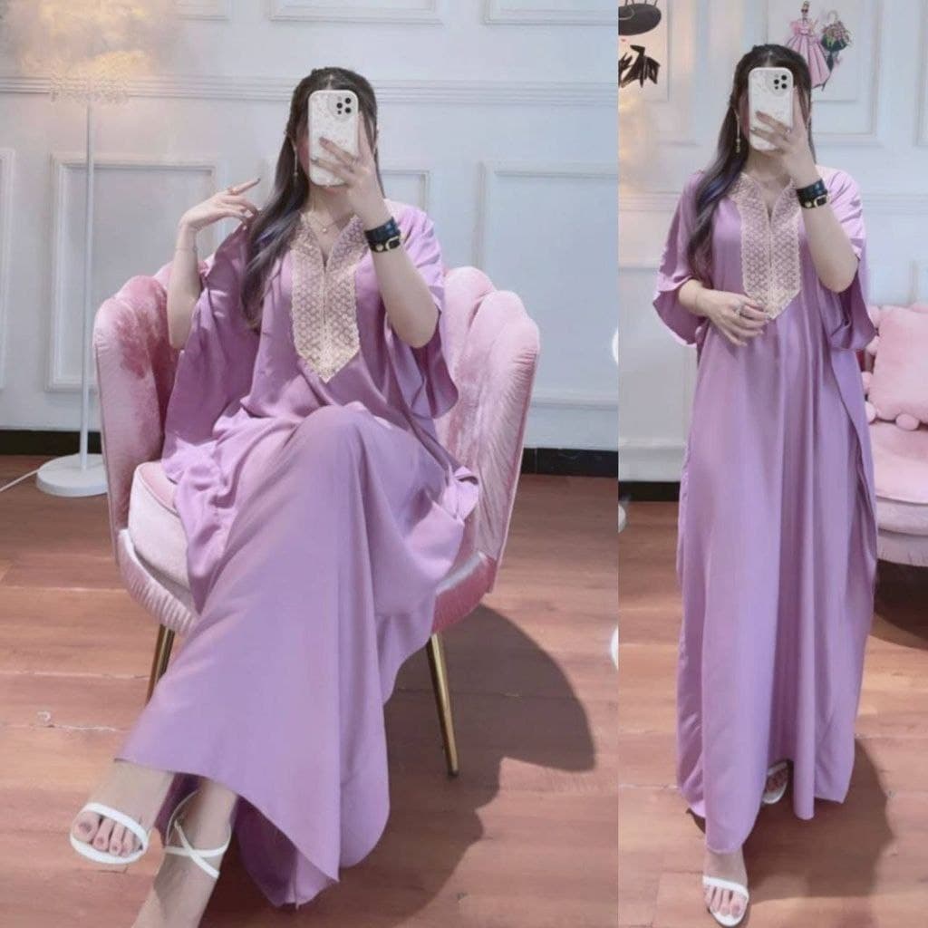 DRESS ARABIAN KAFTAN EDISI LEBARAN | GAMIS RENDA POLOS | DASTER RAMADHAN KEKINIAN MURAH BUSUI PANJANG VIRAL DASTER ARAB RAYON TERLARIS