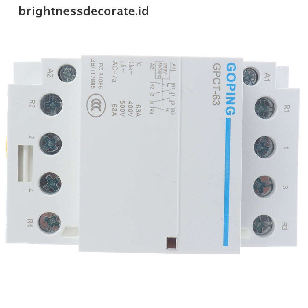 Kontaktor Ac 4p 63a 2nc 2no 220v 400v ~ 50 / 60hz Din Rail Untuk Rumah Tangga