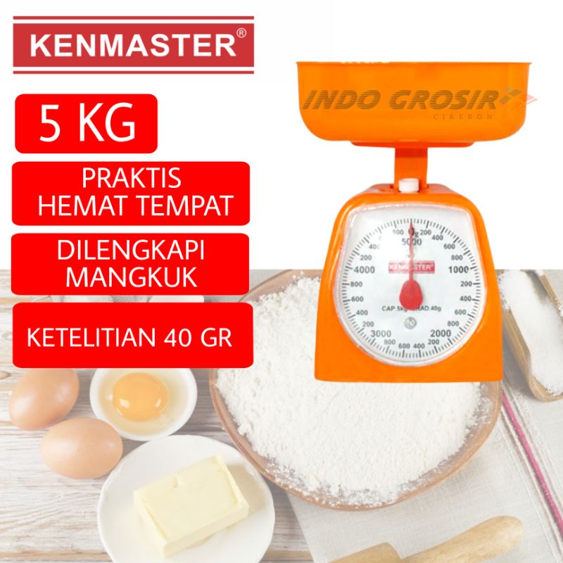 Kenmaster Timbangan kue 5kg Timbangan Jarum Kitchen Scale Timbangan Duduk 5 kg Murah Merah Putih Orange