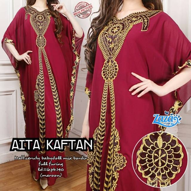 KAFTAN PESTA MEWAH CERUTY FULL BORDIR AITA ASLI MEWAH DAN ELEGAN