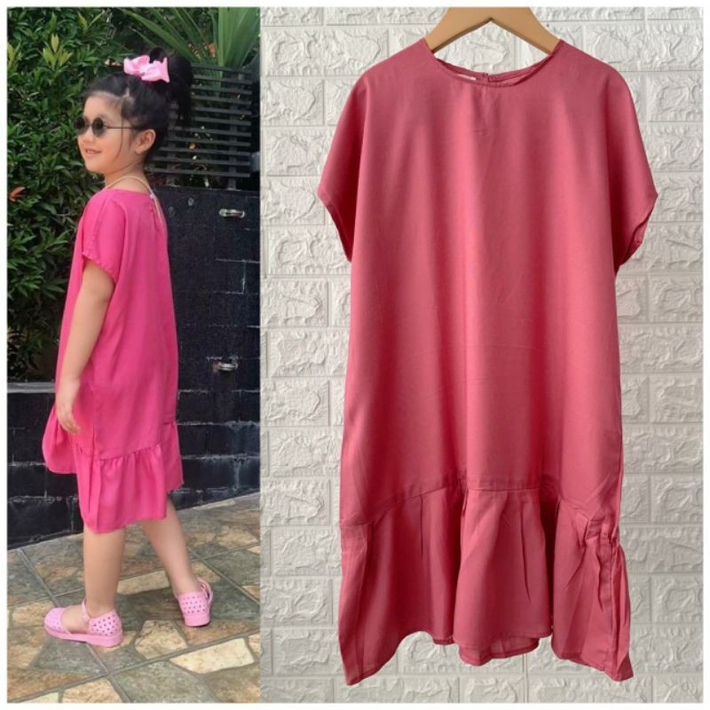 Dress Anak Rayon Rafel Polos Dress Anak Murah Size 2,4,6,8,10 Tahun