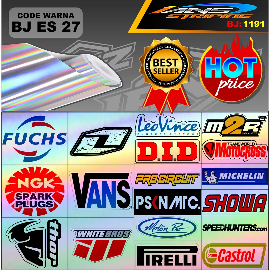 STIKER ESTETIK MOTOR / STIKER HOLOGRAM / STIKER SPONSOR  MOBIL / STICKER MOTOR BEST SELLER