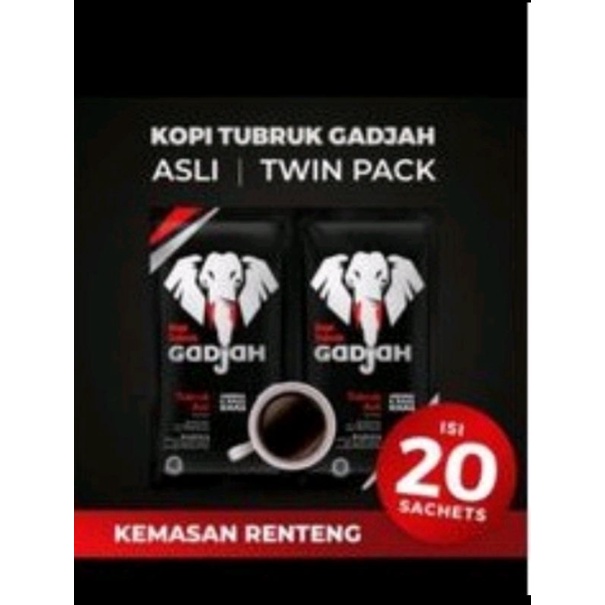 

KOPI HITAM NIKMAT- KEMASAN TWIN PAK KOPI TUBRUK GADJAH ORIGIN ISI 20 RENTENG @140gr