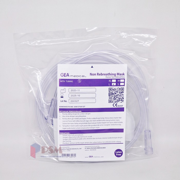 Oxygen Mask Non Rebreathing Adult Child Infant Gea Masker Oksigen Berkantung Dewasa Anak Bayi