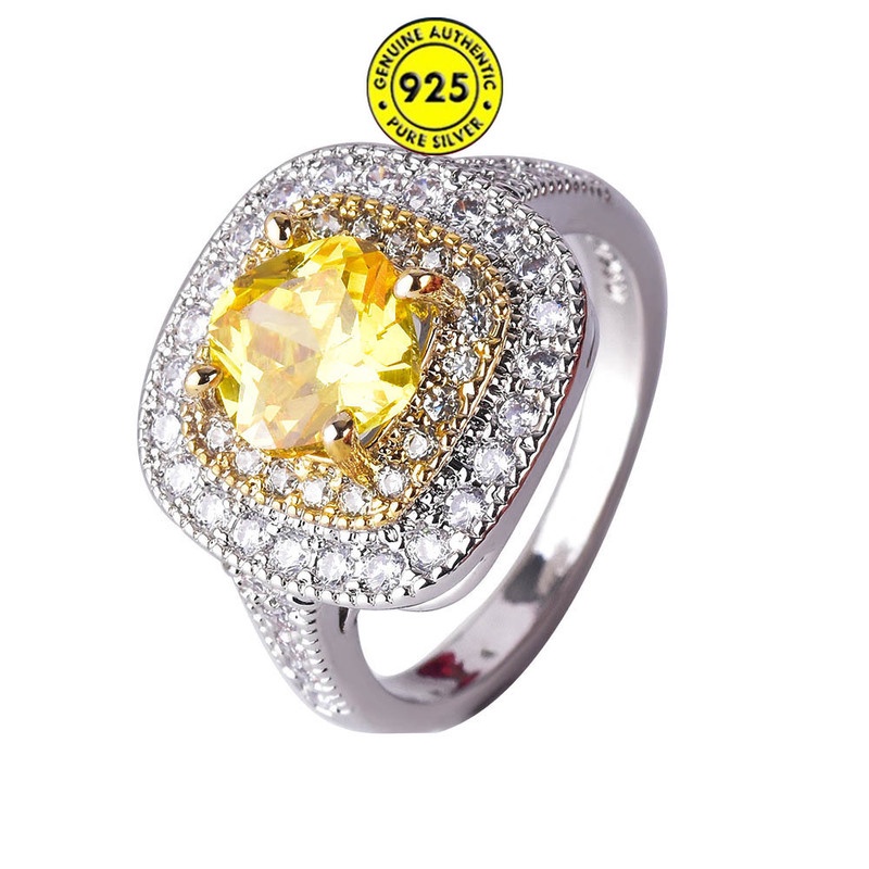 925 Silver Inlaid Moissanite Ring Luxury