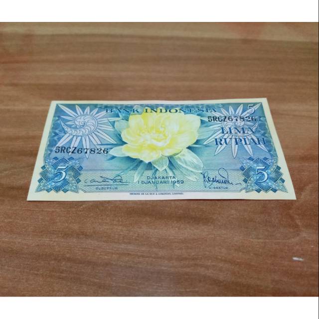 Uang kuno 5 rupiah seri bunga 1959 ori