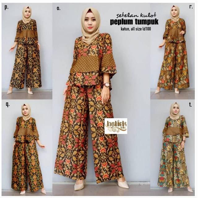 Setelan Celana  Batik  Peplum Tumpuk Sogan Shopee  Indonesia