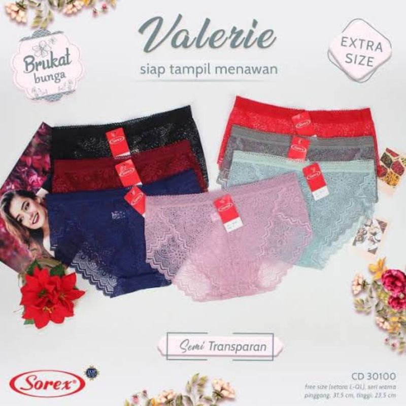 Sorex Brukat renda bruklat 30096/30099/30124/30125 celana dalam wanita free size ( setara L to XL)