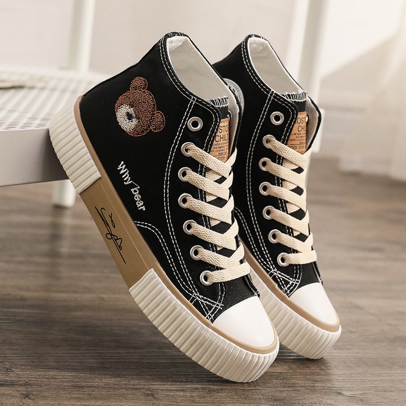 COD POS 801 Sepatu Sneakers Kanvas Wanita Sepatu why bear Trend Korea