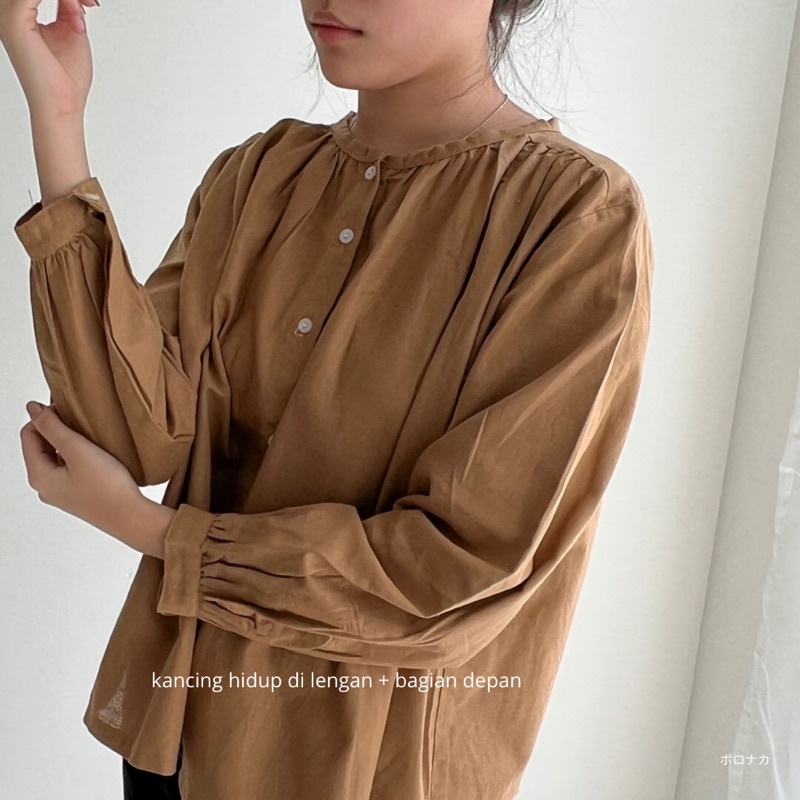 PORONAKA - ERI Linen Button Blouse Kemeja Polos