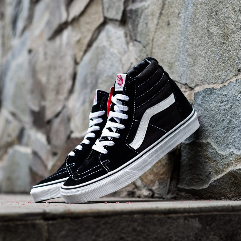 [BNIB] SNEAKERS VANS SK8HI BLACK WHITE SEPATU HYPE SKATEBOARD-3