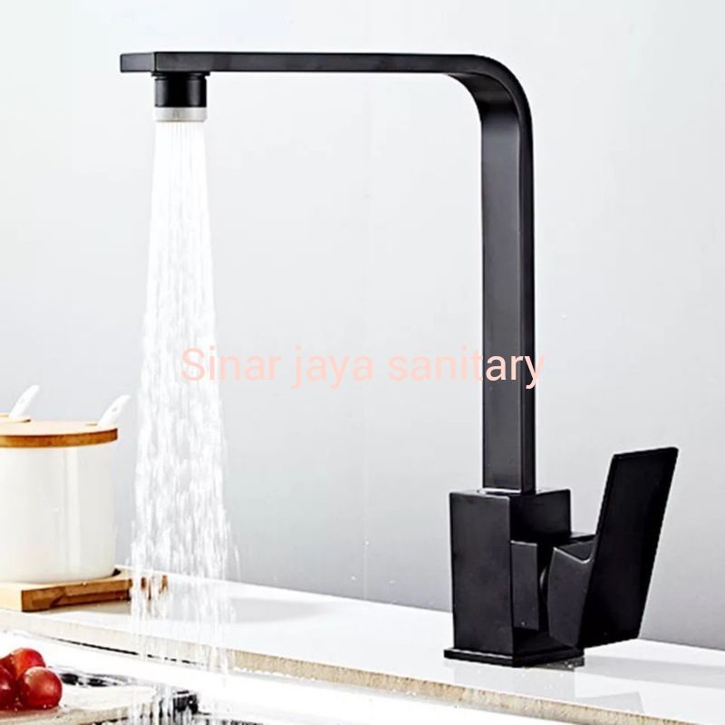 Kran kitchen sink hitam panas dingin / Kran pipa kotak hitam pamas dingin / Kran sink black panas dingin stainless 304