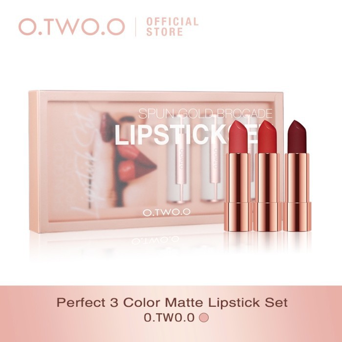 O.Two.O 3pcs set Lipstick Matte Anti Air Warna Merah YG004