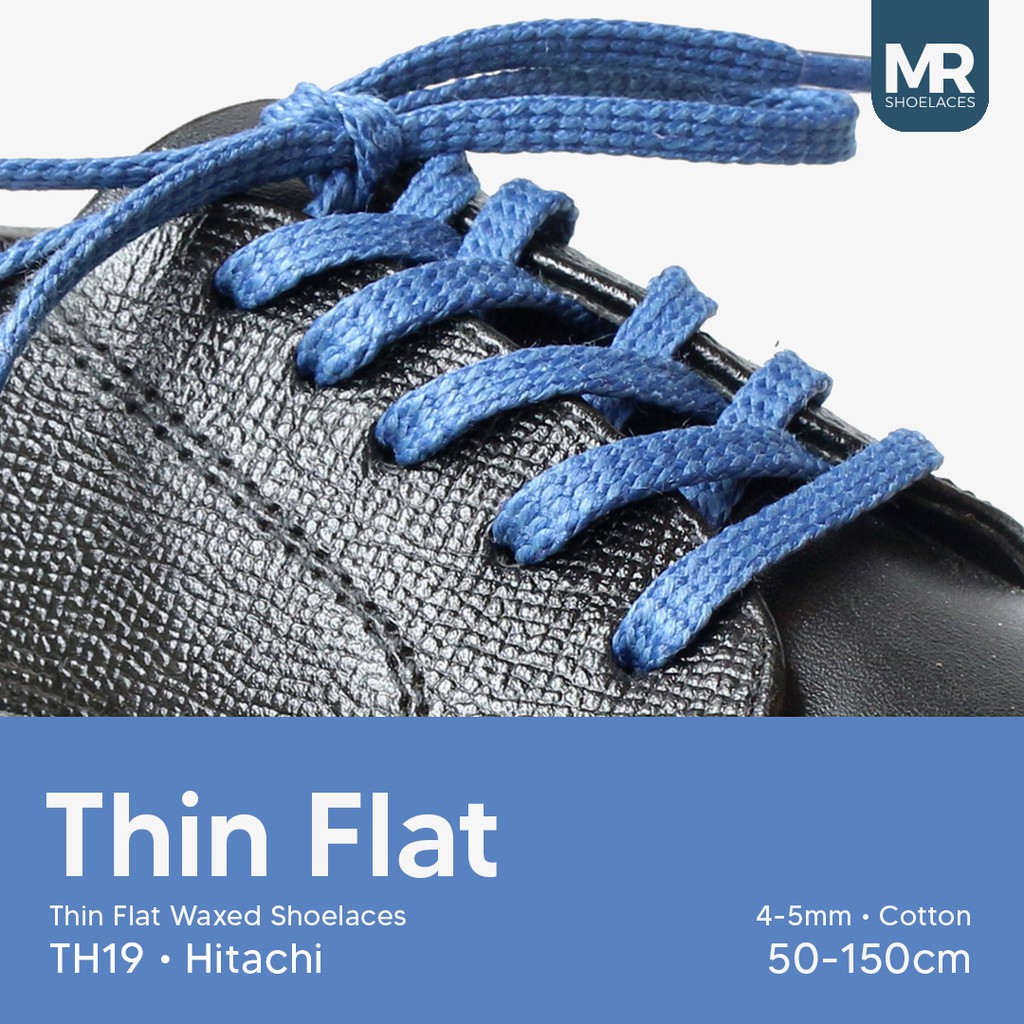 MR Shoelaces TH19 Hitachi (Endless Blue) Tali Sepatu Lilin Gepeng Thin 3-4mm (Waxed Laces) 50cm 80cm 120cm 150cm