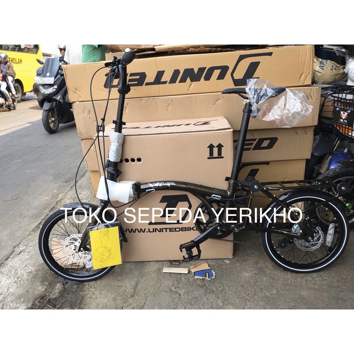 Promo Sepeda Lipat Folding Bike 16 United Trifold 8D Discbrake Hidrolik Limited