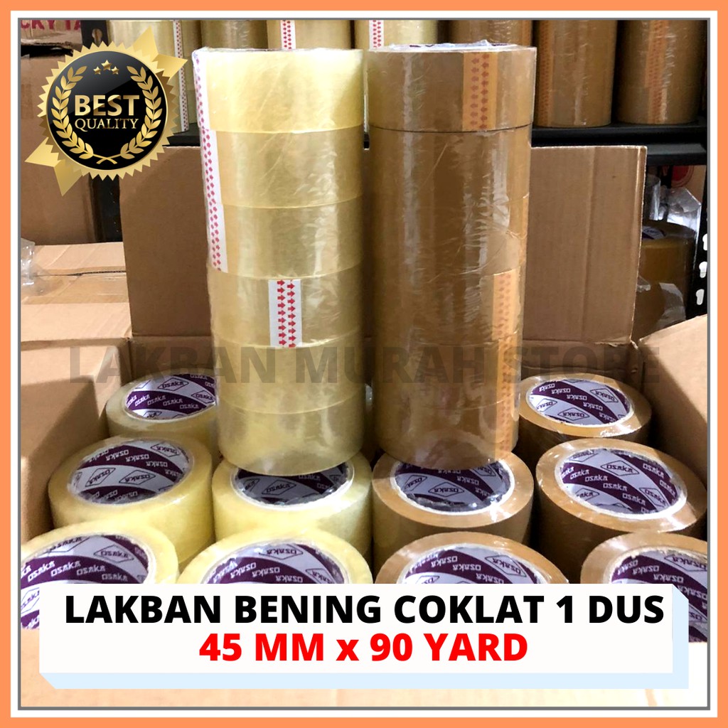 

[GROSIR] LAKBAN BENING COKLAT 2" INCH 45MM 90 YARD ISOLASI MURAH SETARA DAIMARU 1 DUS MEREK OSAKA