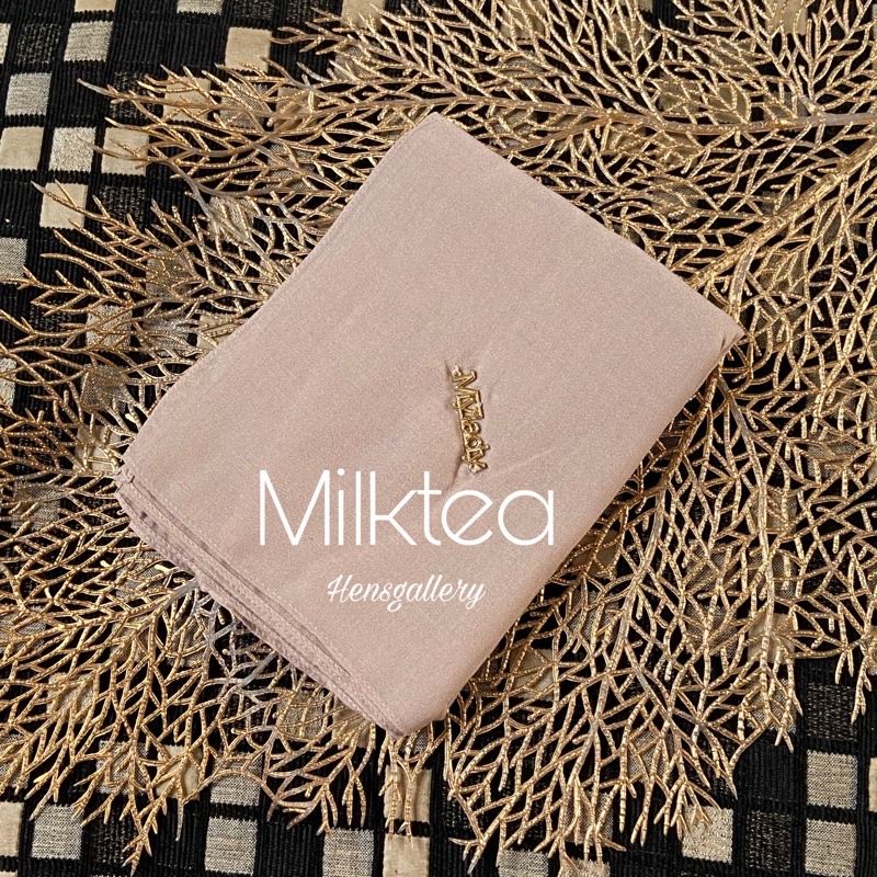 Part 1 Mylady Hijab Plain Voal Ultrafine by Myladyhijab dark mustard silver broken white optic white-MILKTEA