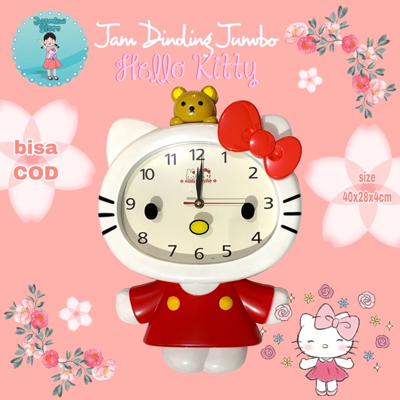 Jam Dinding Hellokitty Full Body/Jam Karakter Jumbo Hellokitty/Jam Weker/Alarm Clock Hellokitty Jumbo/Jam Dinding Bandul Goyang Hellokitty