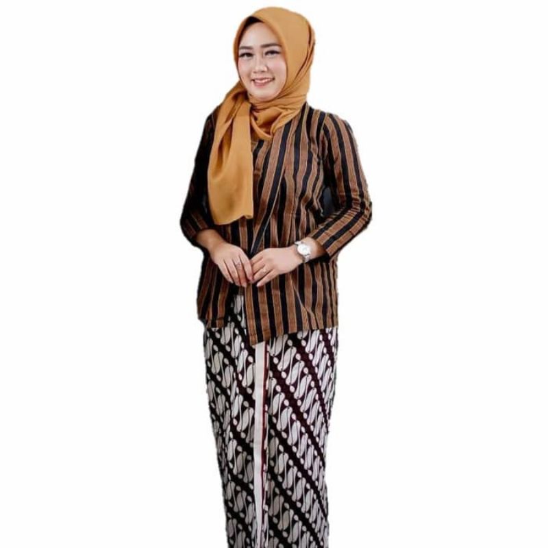 Setelan Kebaya Lurik Wanita-Baju Wanita Jawa-Baju Lurik Jawa