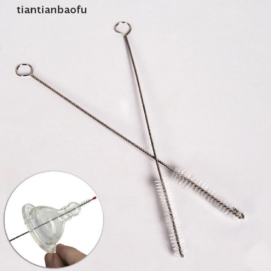 1 Pc Sikat Pembersih Sedotan Bahan Stainless Steel Nilon Ukuran 17cm  1pc Sedotan Pembersih