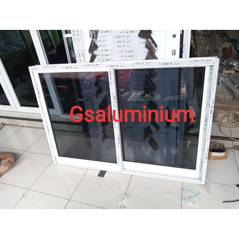 Kusen jendela sliding aluminium 60x80 lengkap tinggal pasang