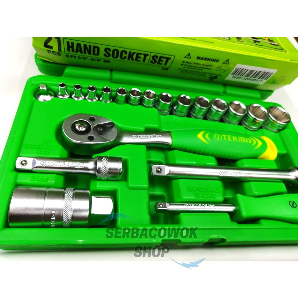 Tekiro Kunci Sock Set 21 Pcs 3/8 Inch DR 6 PT Box Plastik Hand Socket Set Termurah Berkualitas