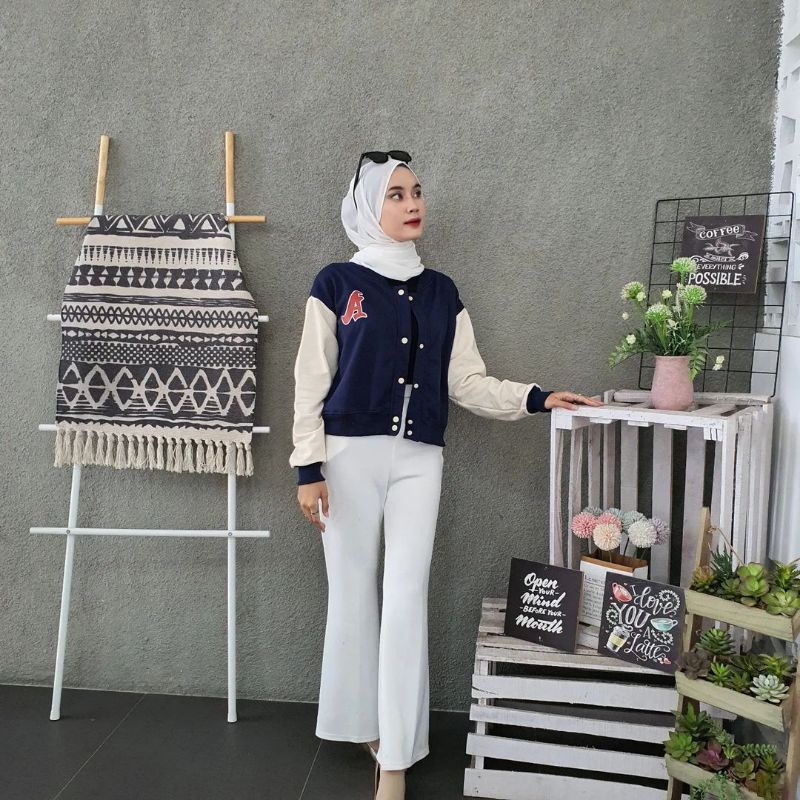 Jaket Wanita Crop | A Baseball jacket varsity | Jaket Bomber Crop | A Baseball