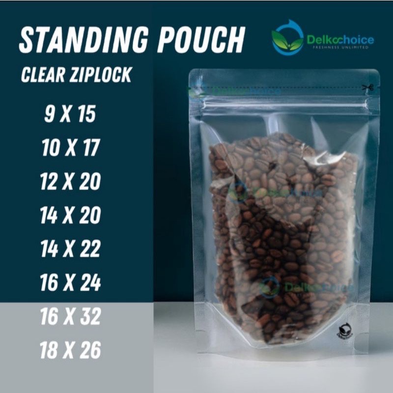 

Standing Pouch Clear Plastik Klip Transparan Bening Sealer Makanan - Standing Pouch - Transparent