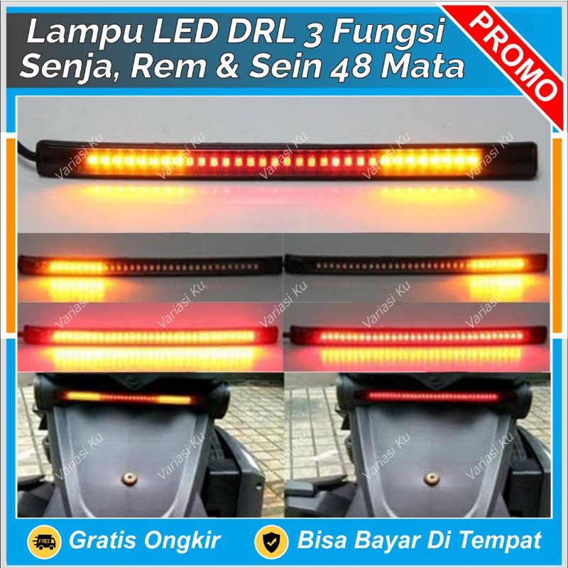 VARIASI LAMPU DRL LED 3 FUNGSI SENJA REM & SEIN FLEKSIBEL 48 TITIK KNIGHTRIDER MOBIL MOTOR: BUMPER K