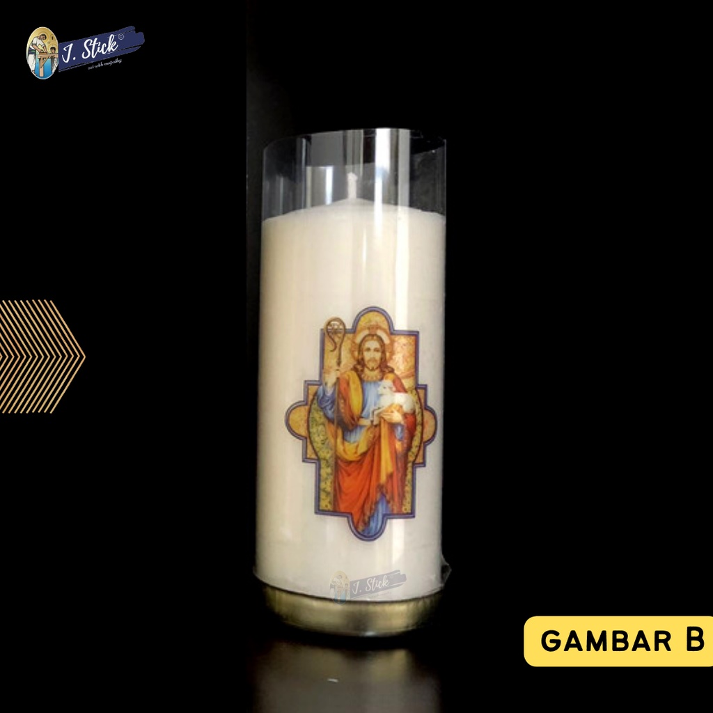 LILIN DOA, Gambar YESUS (tinggi 14,5 x dia. 5,5cm)