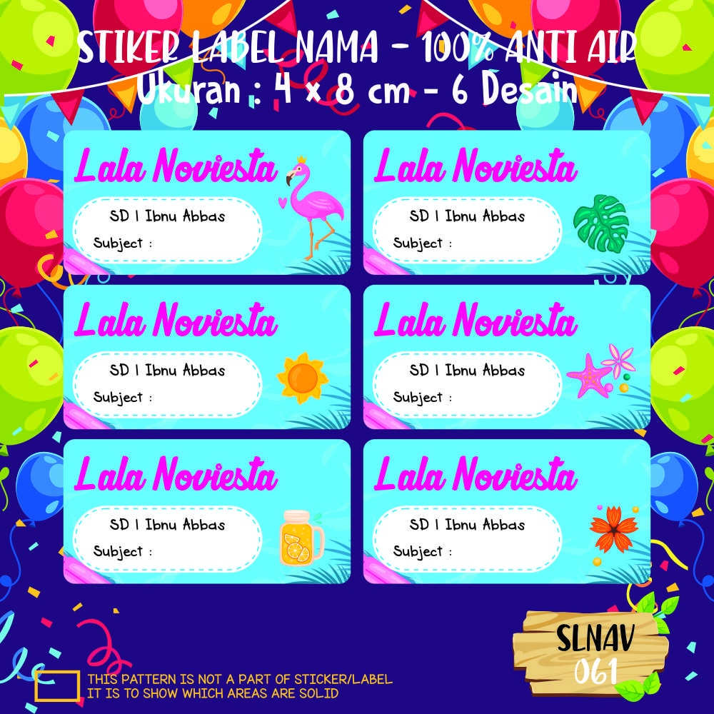 

sticker label nama anak kartun putri cute lucu princess super hero kupu-kupu SLNAV 061