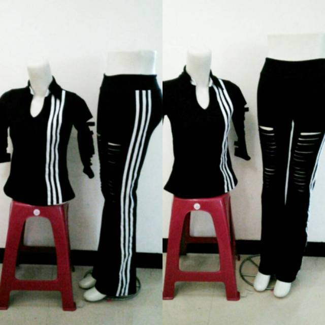 setelan baju senam aerobik outdoor lapangan muslimah adidas