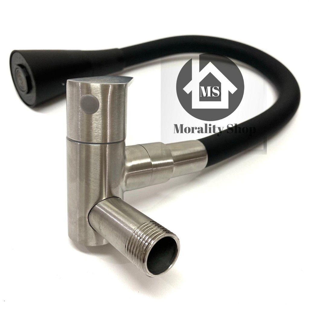 Kran air Angsa stainless 304 Fleksibel Soligen 606 HITAM-Keran Air sink Dapur  Faucet Black H33