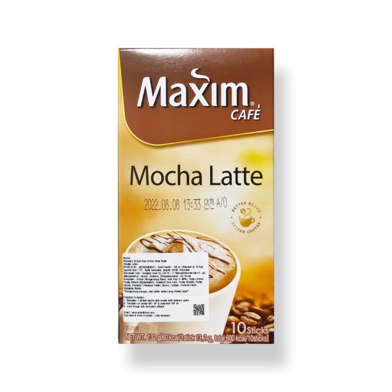 Maxim Cafe Mocha Latte Coffee Korea 1 Box Isi 10 Pcs