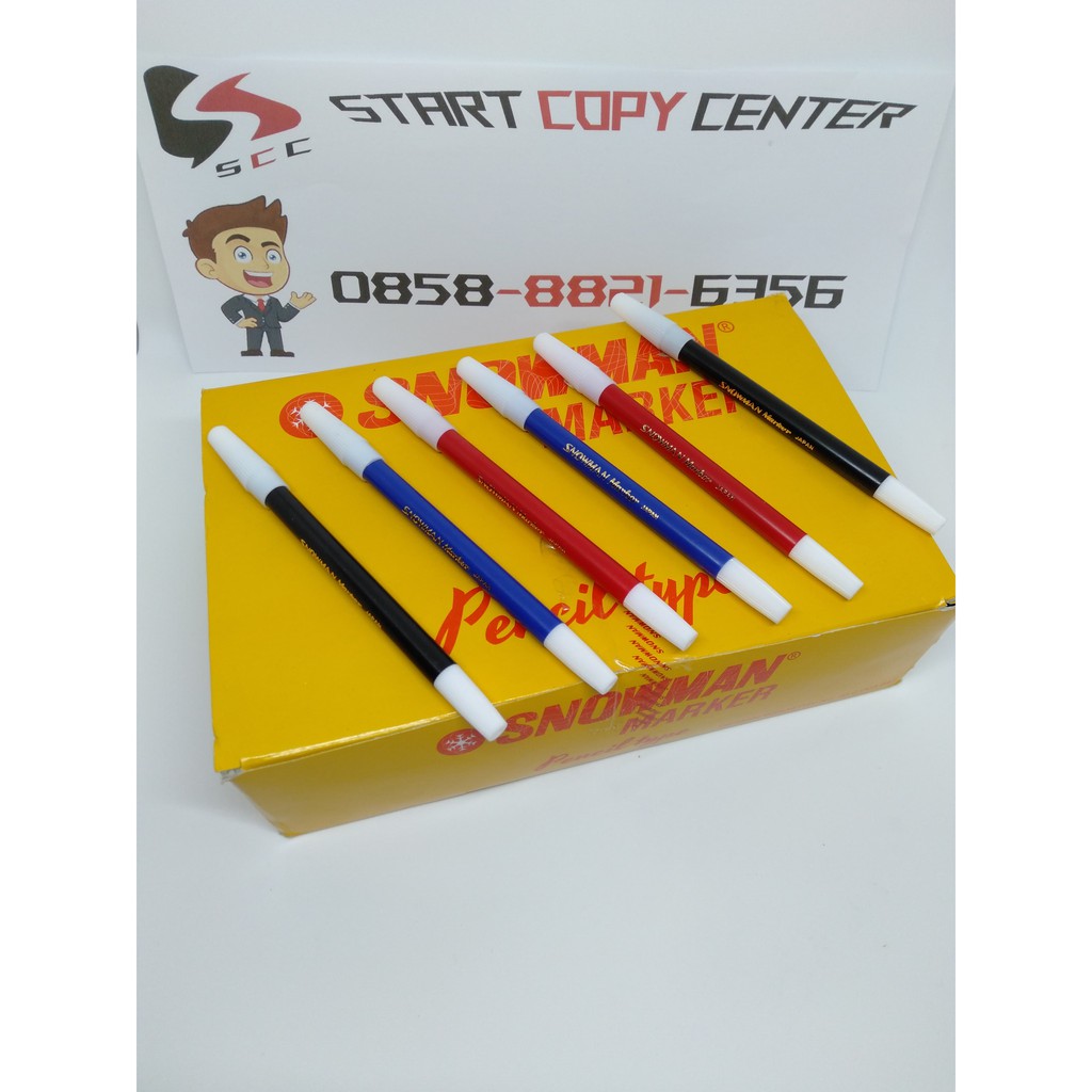 

SPIDOL KECIL SNOWMAN MARKER HITAM BIRU MERAH