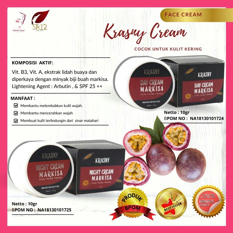 

Krasny Day & Night Cream sr12/ solusi kering kusam/ krim pencerah wajah/BPOM