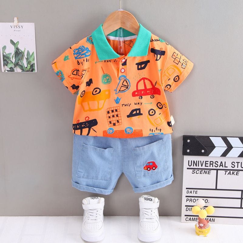 LittleAaron  SET WANGKI TURBO CARS EBV Setelan Kaos Anak Bayi Laki-laki Pendek 6bulan - 4tahun